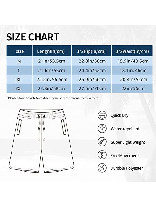 Loloyoco Mens Quick Dry Beach Short Swim Trunks Elastic Drawstring Shorts Beach Swimwear with Mesh Lining