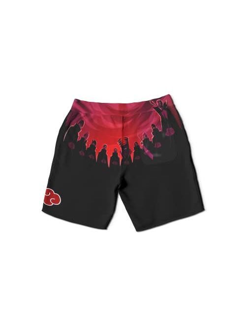 AILIBOTE Hawaiian Naru-to Akatsuki Men's Elastic Waist Swim Trunks Board Shorts