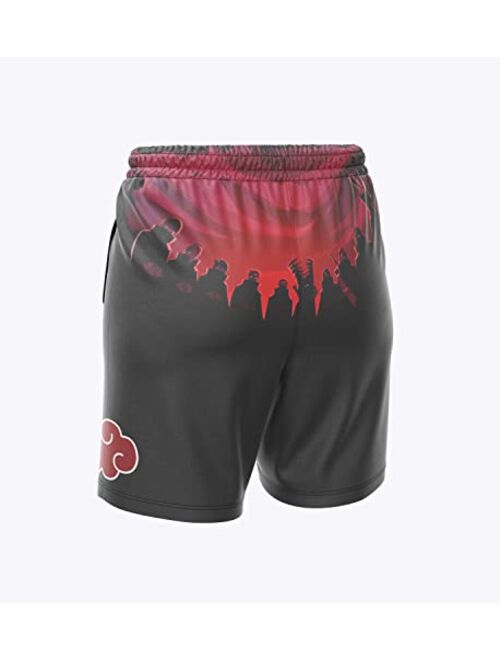 AILIBOTE Hawaiian Naru-to Akatsuki Men's Elastic Waist Swim Trunks Board Shorts