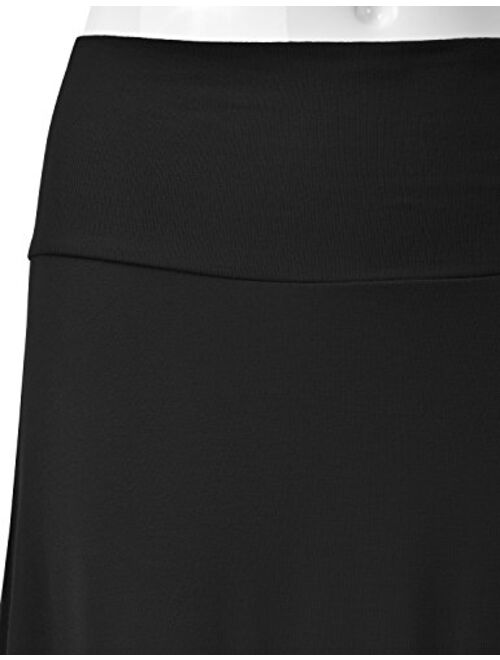 EIMIN Women's Solid Flared Lightweight Elastic Waist Classic Midi Skirt (S-3XL)