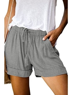 ONLYSHE Womens Casual Drawstring Shorts Summer Elastic Waist Shorts Pocketed Pants