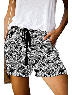 ONLYSHE Womens Casual Drawstring Shorts Summer Elastic Waist Shorts Pocketed Pants