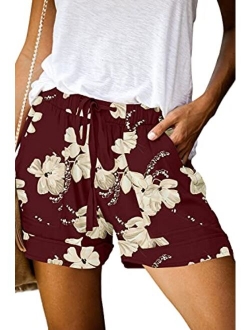 ONLYSHE Womens Casual Drawstring Shorts Summer Elastic Waist Shorts Pocketed Pants