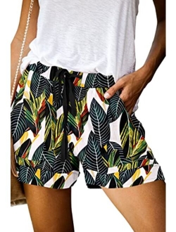 ONLYSHE Womens Casual Drawstring Shorts Summer Elastic Waist Shorts Pocketed Pants