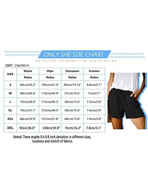 ONLYSHE Womens Casual Drawstring Shorts Summer Elastic Waist Shorts Pocketed Pants