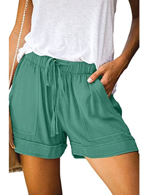 ONLYSHE Womens Casual Drawstring Shorts Summer Elastic Waist Shorts Pocketed Pants