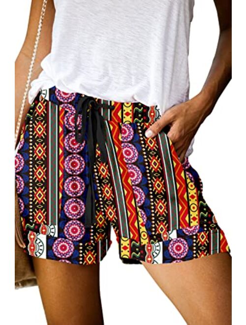 ONLYSHE Womens Casual Drawstring Shorts Summer Elastic Waist Shorts Pocketed Pants