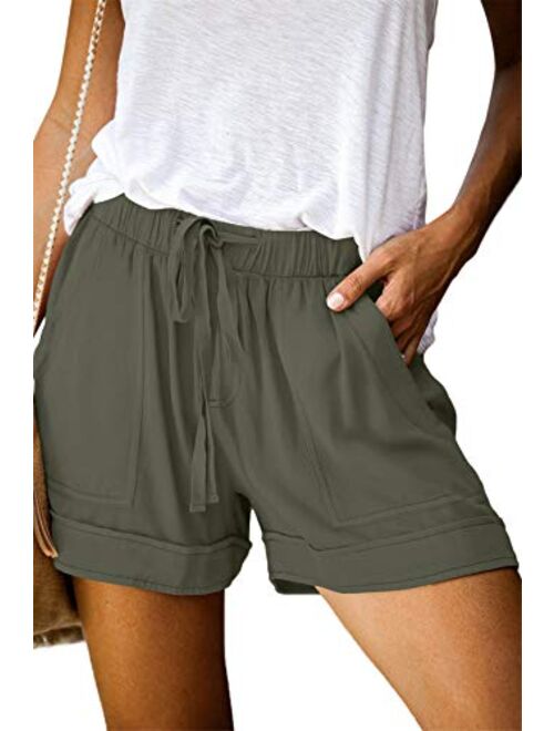 ONLYSHE Womens Casual Drawstring Shorts Summer Elastic Waist Shorts Pocketed Pants