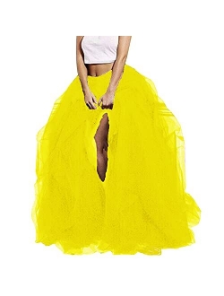 Lisong Women Maxi Tulle Floor Length Layered High Waist Spectial Occasion Skirt