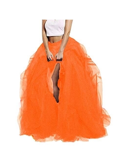 Lisong Women Maxi Tulle Floor Length Layered High Waist Spectial Occasion Skirt