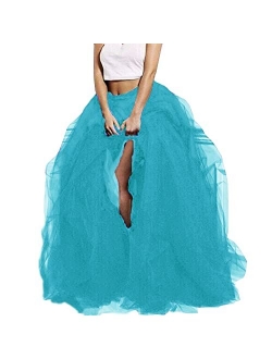 Lisong Women Maxi Tulle Floor Length Layered High Waist Spectial Occasion Skirt