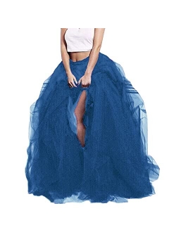 Lisong Women Maxi Tulle Floor Length Layered High Waist Spectial Occasion Skirt