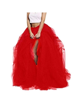 Lisong Women Maxi Tulle Floor Length Layered High Waist Spectial Occasion Skirt