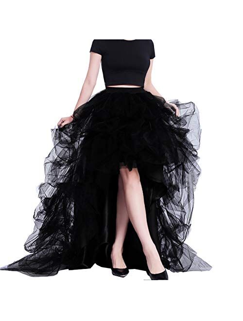 Lisong Women Maxi Tulle Floor Length Layered High Waist Spectial Occasion Skirt