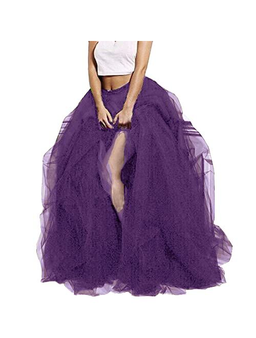 Lisong Women Maxi Tulle Floor Length Layered High Waist Spectial Occasion Skirt