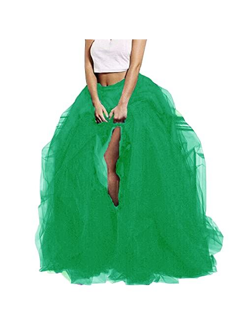 Lisong Women Maxi Tulle Floor Length Layered High Waist Spectial Occasion Skirt