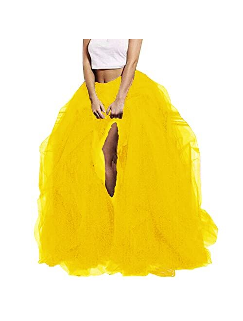 Lisong Women Maxi Tulle Floor Length Layered High Waist Spectial Occasion Skirt