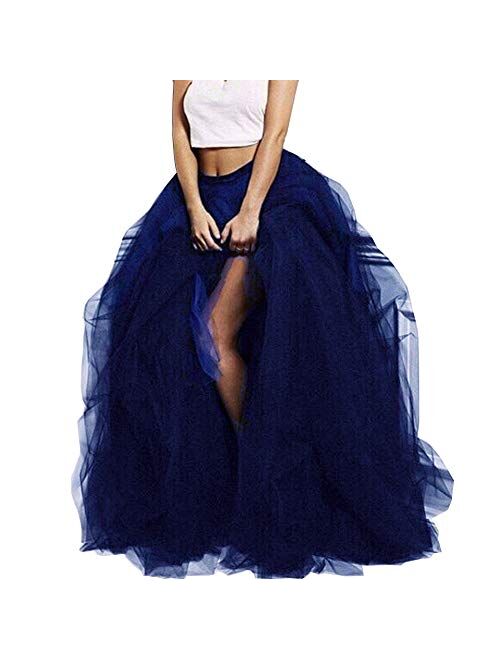 Lisong Women Maxi Tulle Floor Length Layered High Waist Spectial Occasion Skirt