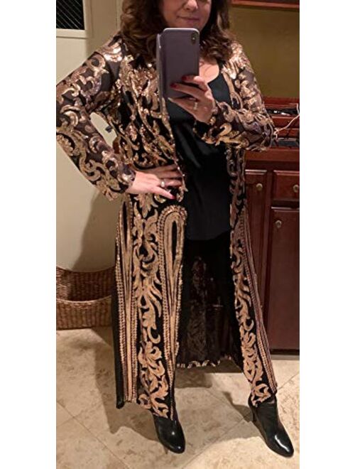 PROMLINK Sequin Cardigans Duster Sparkly Blazer Jackets Long for Women Evening