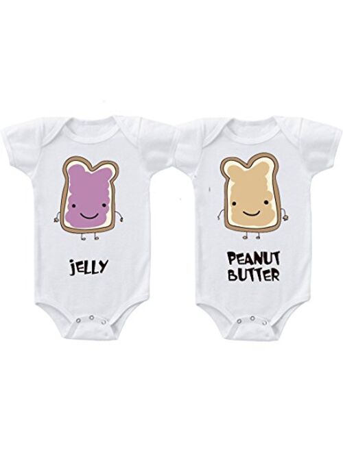 Speedy Pros Baby Bodysuit Peanut Butter Jelly Twins Funny Cotton Boy & Girl Clothes White