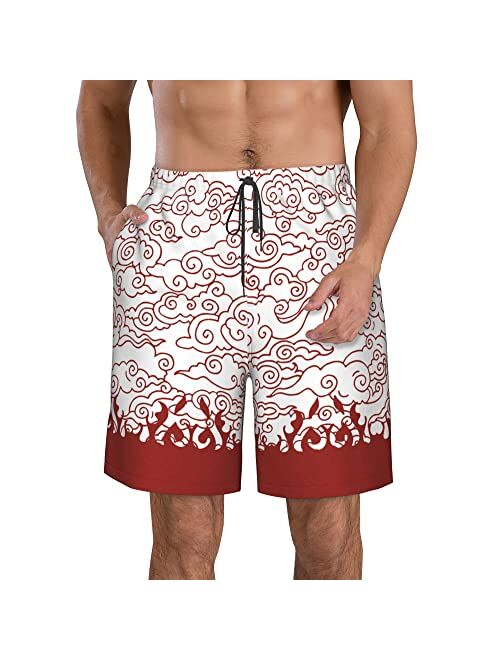 Amjetl Mens Summer Quick Dry 3D Print Swim Trunks with Mesh Lining Swimwear