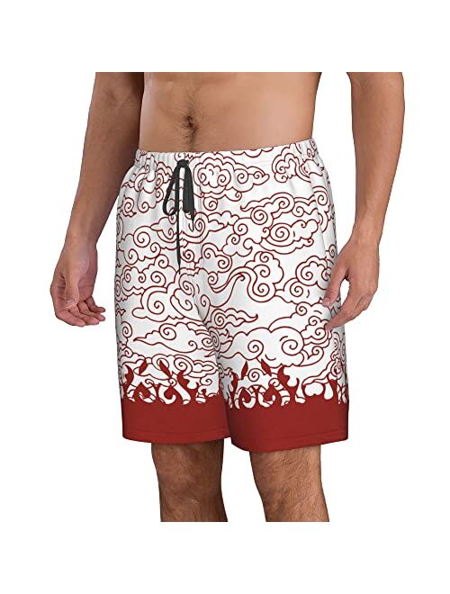 Amjetl Mens Summer Quick Dry 3D Print Swim Trunks with Mesh Lining Swimwear