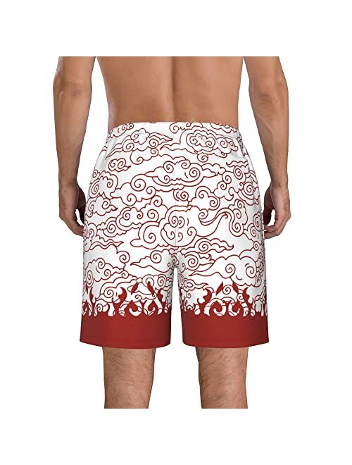 Amjetl Mens Summer Quick Dry 3D Print Swim Trunks with Mesh Lining Swimwear