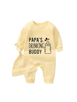 YSCULBUTOL Baby Twins Bodysuit Drinking Buddy Unisex Funny Letter Jumpsuit Clothes Outfits