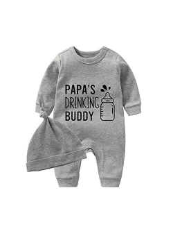 YSCULBUTOL Baby Twins Bodysuit Drinking Buddy Unisex Funny Letter Jumpsuit Clothes Outfits