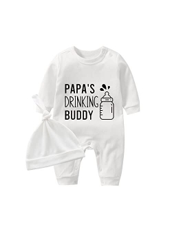 YSCULBUTOL Baby Twins Bodysuit Drinking Buddy Unisex Funny Letter Jumpsuit Clothes Outfits