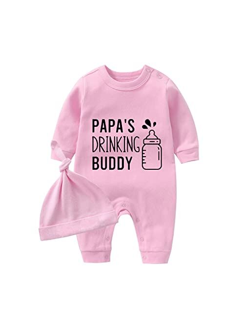 YSCULBUTOL Baby Twins Bodysuit Drinking Buddy Unisex Funny Letter Jumpsuit Clothes Outfits