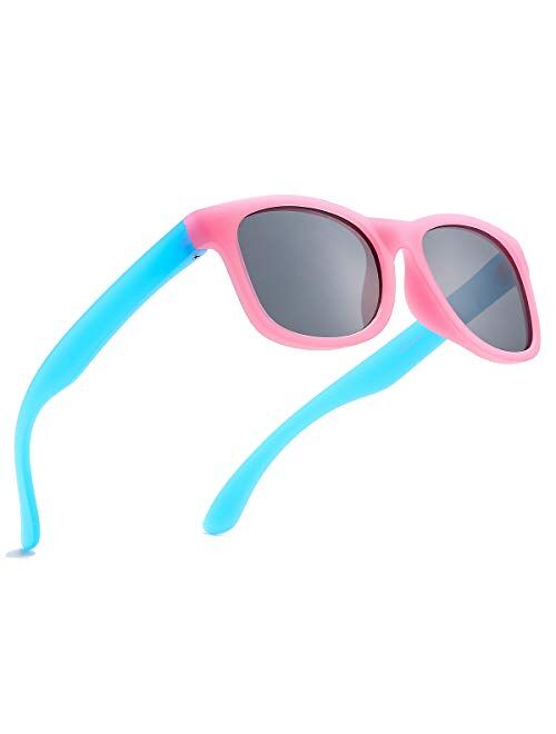 AZORB Kids Polarized Sunglasses for Boys Girls Soft TR Rubber Frame Eyewear For Children Age 4-12