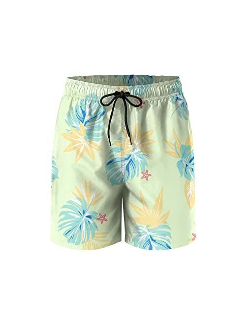 Sotpuebo Mens Swim Trunks Quick Dry Board Shorts with Pockets and Mesh Lining Cool Design Mens Swim Shorts