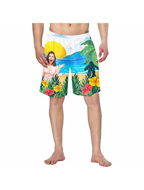 Interestprint Custom Photo Printed Swim Trunks for Man Personalized Image Green Plants Swimwear Swim Shorts for Summer Outdoor Sports