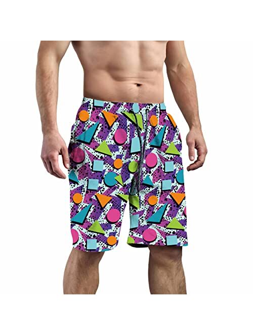 BDUN 80s Clothes for Men Swim Trunks 90s Bathing Suit and Pants for Party