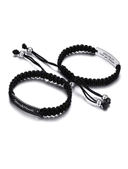 VNOX Customize Friendship Bridesmaid Couple Gift Jewelry Set of 2,3,4,5 Handmade Braided Rope Bracelet,Adjustable