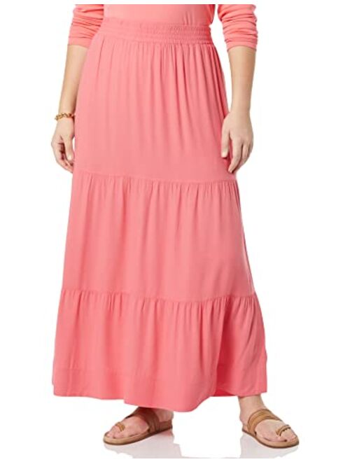 Amazon Essentials Women's Pull-on Woven Tiered Midi Skirt