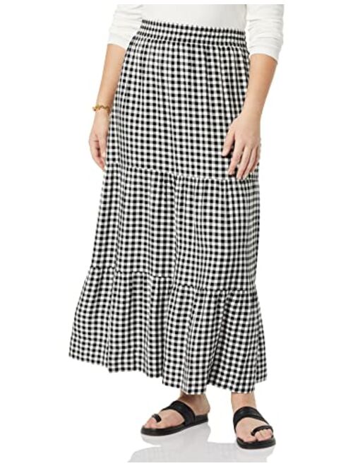 Amazon Essentials Women's Pull-on Woven Tiered Midi Skirt