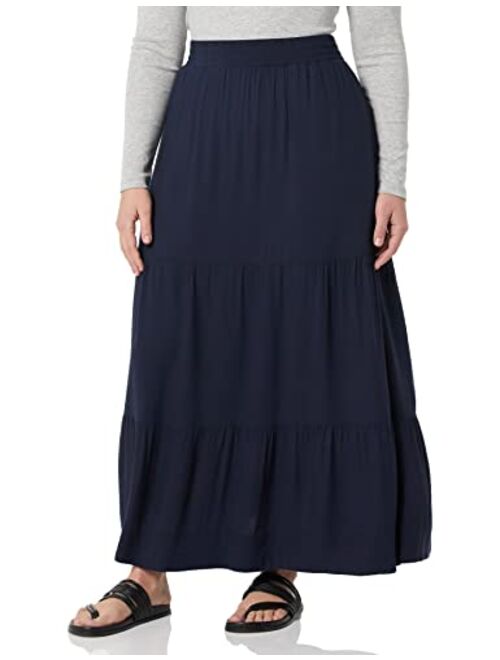 Amazon Essentials Women's Pull-on Woven Tiered Midi Skirt