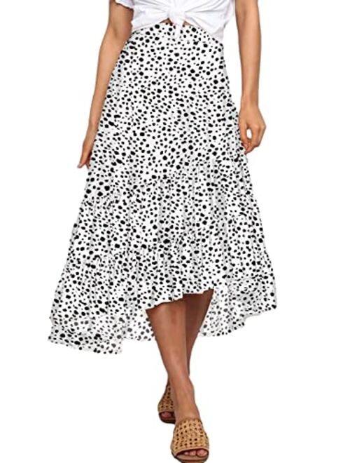 MIUDOLLS Women's High Waist Boho Skirt Pleated A Line Midi Skirt