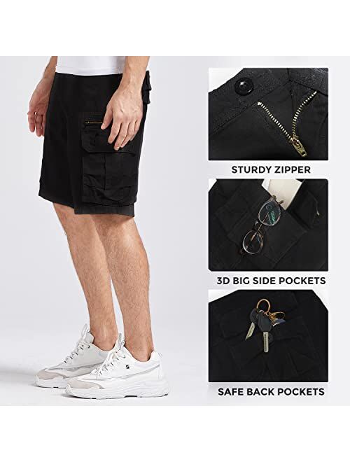 PINKPUM Men's Cargo Shorts Lightweight Multi Pocket Casual Short Pants with No Belt