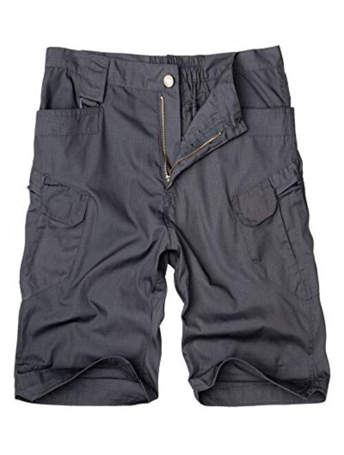 Alimens & Gentle Men's Cargo Short Elastic Waist Multi-Pocket Outdoor Military Tactical Shorts