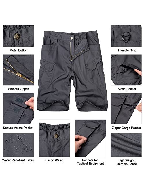 Alimens & Gentle Men's Cargo Short Elastic Waist Multi-Pocket Outdoor Military Tactical Shorts