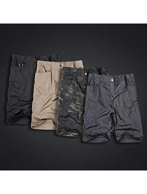 Alimens & Gentle Men's Cargo Short Elastic Waist Multi-Pocket Outdoor Military Tactical Shorts