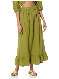 Women's Patria Gauze Pull-On Ruffle Hem Maxi Skirt