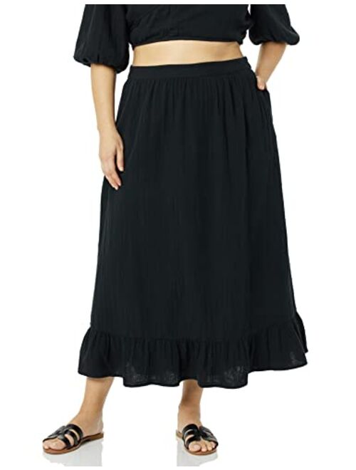 The Drop Women's Patria Gauze Pull-On Ruffle Hem Maxi Skirt