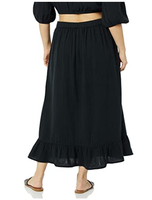 The Drop Women's Patria Gauze Pull-On Ruffle Hem Maxi Skirt