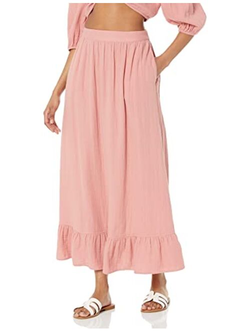 The Drop Women's Patria Gauze Pull-On Ruffle Hem Maxi Skirt