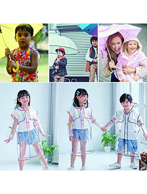 Bienvenu Rain Coats for Girls Rain Ponchos for Kids Rain Jacket with Colorful Edge