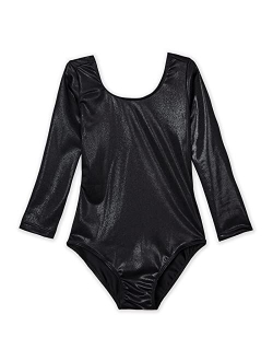 DOMUSGO Toddler Leotard Gymnastics Long Sleeve, Sparkly Tumbling Dance Leotards for Baby Girls Kids Teens 2-14 Years